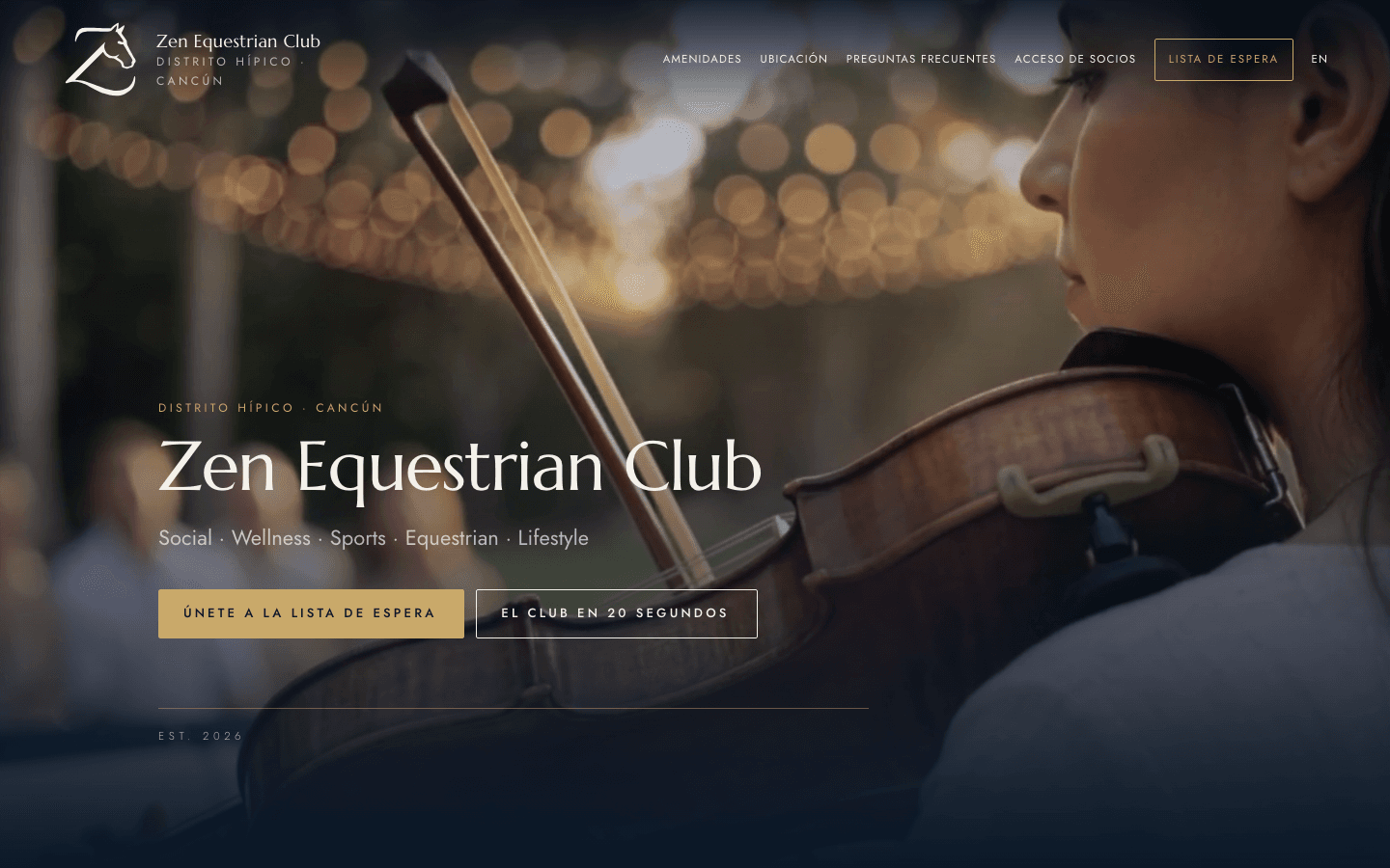 Sitio de Zen Equestrian Club en escritorio